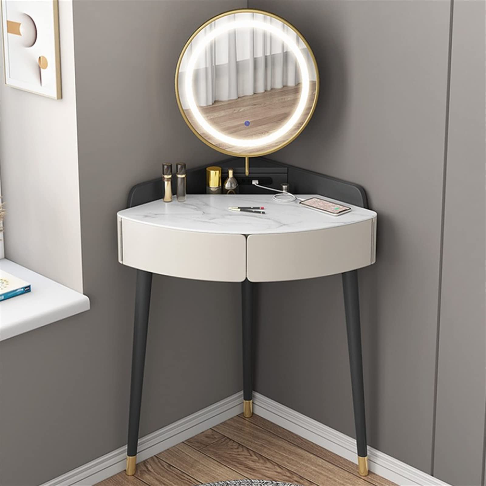 Amazon｜ドレッサーテーブル 三角角のドレッシングテーブルの小さな